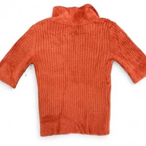 Bailey 44 NWT Fuzzy Ribbed Polo Sweater Top XL Rust Terracotta
